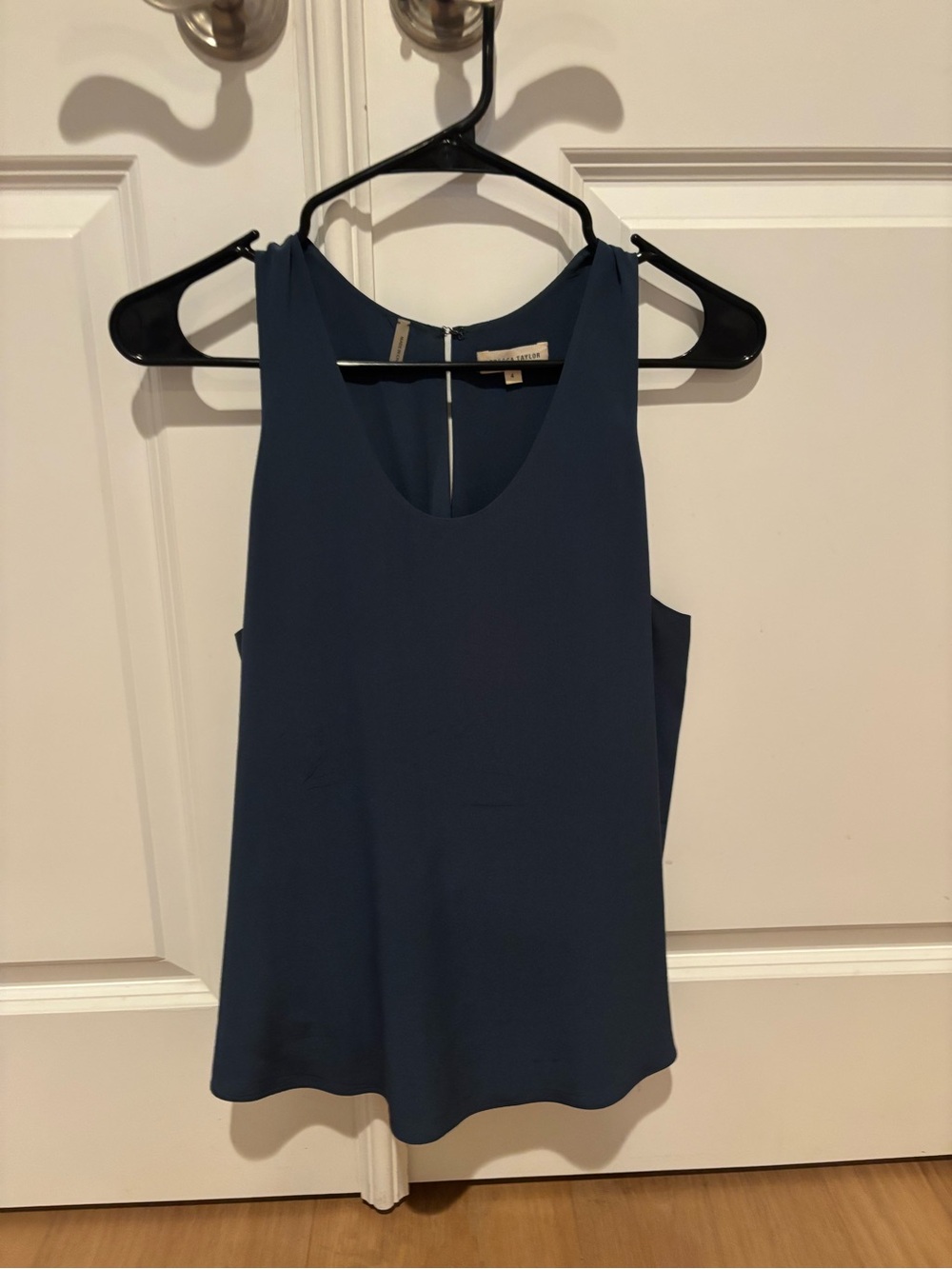 Rebecca Taylor Sleeveless Deep Navy/Teal Silk Blouse